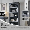 thumbnail image 4 of SinCiDo Tall Arched Bookcase, 5-Tier Large Bookshelf with Open Display Shelves for Living Room, Grey, 4 of 7