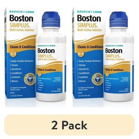 (2 pack) Contact Lens Solution by Boston Simplus, for Gas Permeable Contact Lenses, 3.5 Fl Oz
