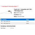 thumbnail image 2 of Trunk Lock - Compatible with 1982 - 1988 Dodge Aries 1983 1984 1985 1986 1987, 2 of 2