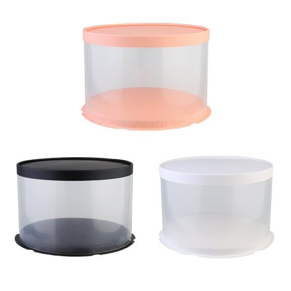 Soimiss Round Cake Box 3Pcs Black Paperboard Pet Window Transparent Packaging
