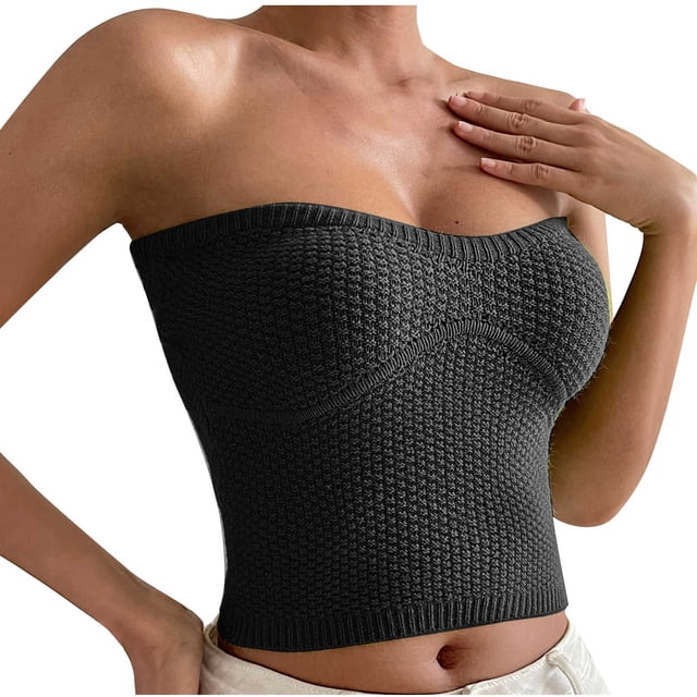 Yuyuzo Women Summer Tube Top Strapless Crop Tops Sleeveless Ribbed Knit Tank Tops