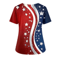 thumbnail image 4 of 250th Anniversary USA Scrub Tops Women Loose Short Sleeve American Flag Print Scrub Shirts V Neck 4th of July Celebration Party Scrubs Nursing Workwear Medical Nurse Uniform with Pockets Deep Red 4XL, 4 of 4