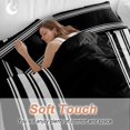 thumbnail image 5 of Black Striped Duvet Cover Set, Farmhouse Black White Stripes Soft Duvet Cover Full Size Bedding Set 4 Pieces, 1 Quiltcover and 2 Pillowcases with Zipper, 1 Bed Sheet for All Seasons, 5 of 9