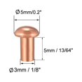 thumbnail image 2 of Uxcell 1/8" x 13/64" Round Head Solid Rivets Fasteners Copper 200Pcs, 2 of 3
