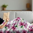 thumbnail image 3 of Floral Soft Flannel Fleece Throw Blanket, Vivid Cherry Blossom Sakura Petals Botany Essence Watercolor Artwork, Cozy Plush for Indoor and Outdoor Use, 60" x 80", Fuchsia Yellow, by Ambesonne, 3 of 5