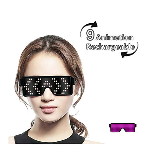 Mistaha LED Light up Glasses USB Rechargeable & Wireless with Flashing LED Display Glowing Luminous