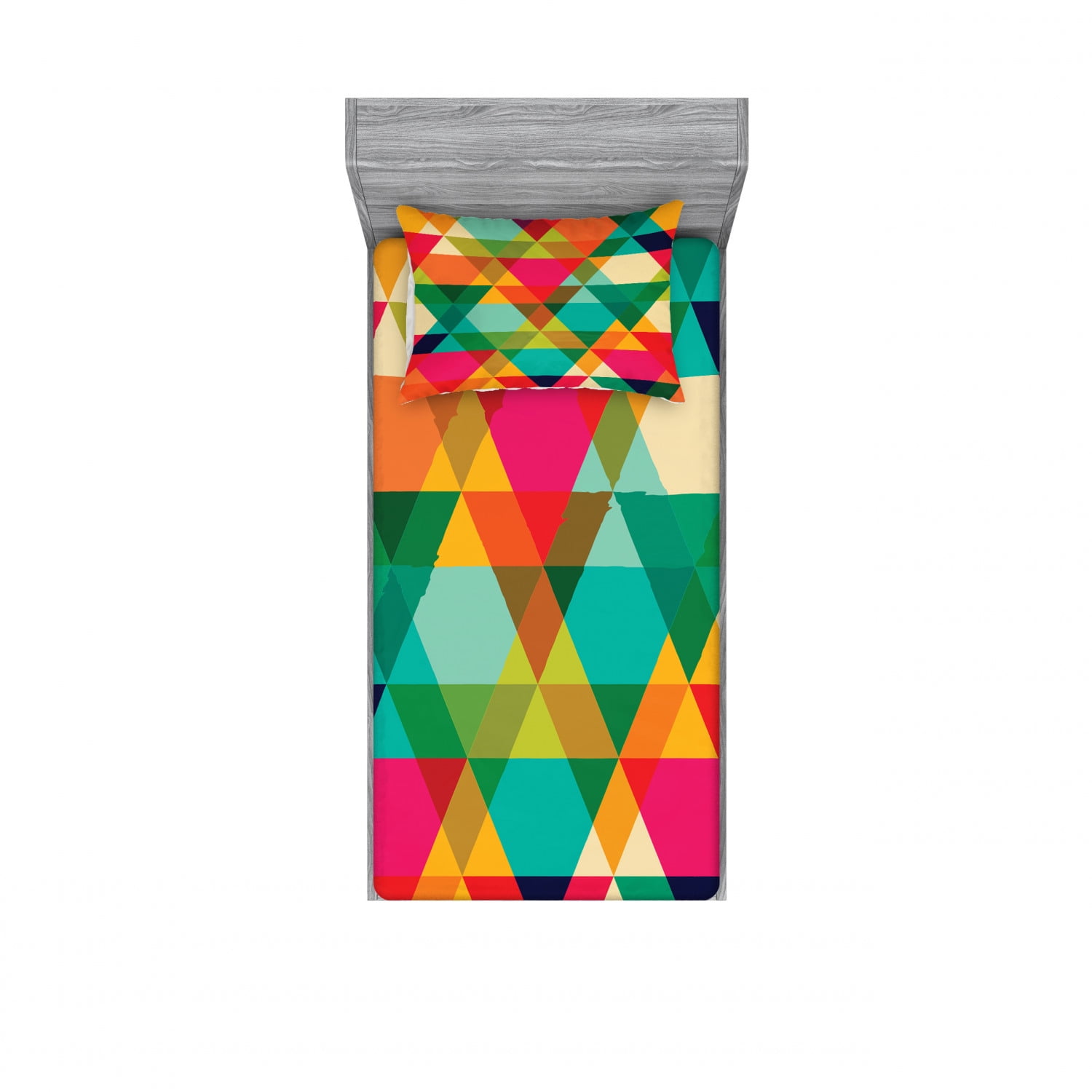 Geometric Bedding Set With Sheet Covers Abstract Geometric Pattern Vintage Inspired Retro Colors Old Style Graphic Art Printed Bedroom Decor 2 Shams 4 Sizes Multicolor By Ambesonne Walmart Com Walmart Com