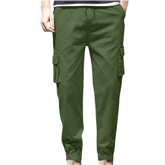 Zekutng Cargo Pants for Men Drawstring Ankle Cuffed Casual Jogger Pants,Sizes L-5XL