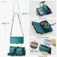 thumbnail image 4 of Compatible with iPhone 15 Plus 6.7 inch Zipper Wallet Phone Case Tempered Glass Screen Protector Crossbody Lanyard Strap Flip Card Holder Slot Cell Cover for i Phone15 15+ i15 + 15Plus Women Green, 4 of 9