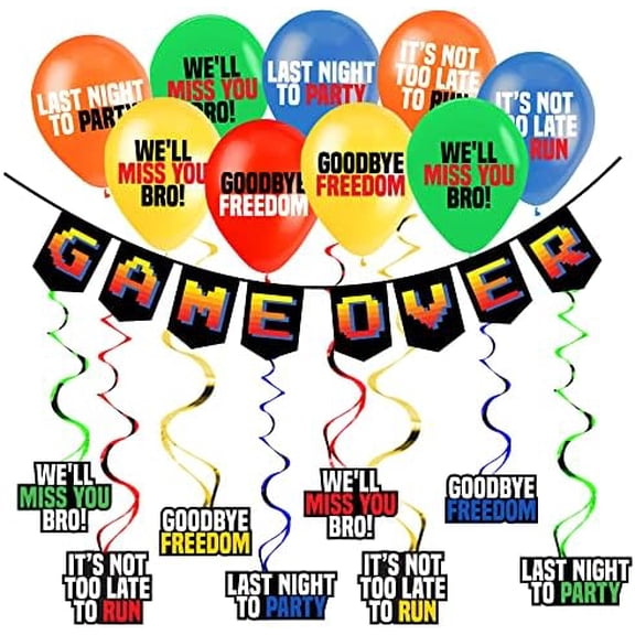 Hilarious Bachelor Party Decorations Pack – “Game Over” Bachelor Party Supplies, Ideas, Favors, and Gifts