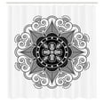 thumbnail image 3 of Ambesonne Tattoo Shower Curtain, Mandala Floral Folk Motif, 69"Wx75"L, Charcoal Grey and White, 3 of 5