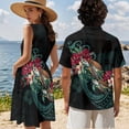 thumbnail image 4 of Jeiento Matching Hawaiian Outfits for Couples Polynesian Shirt for Men Trendy Floral Dress Women Summer Dresses for Beach, Luau, Cruise, 4 of 6