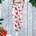 thumbnail image 2 of Women Christmas Outfit Festive High Waisted Stretch Sweatpants For Women With Lace Up Detail And Comfortable Holiday Print Design White M, 2 of 5