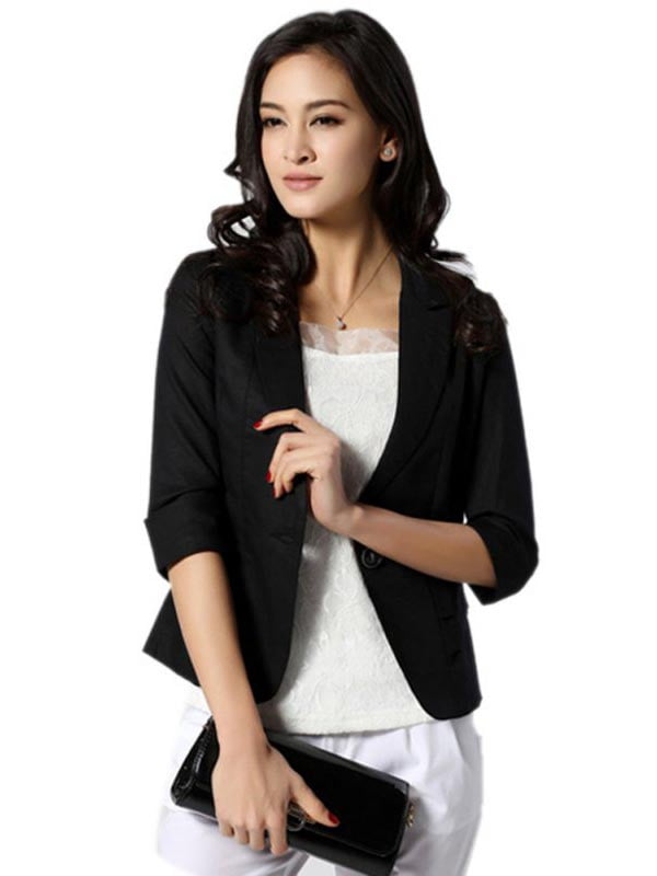 Women Girl Casual Short Blazer Coat 3/4 