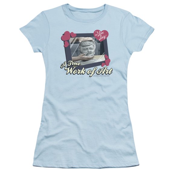 I Love Lucy Work Of Art S/S Junior Women's T-Shirt Sheer Light Blue