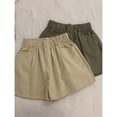thumbnail image 2 of Pantalones cortos de pierna ancha con cintura elástica de verano para mujer, pantalones sueltos, pantalones casuales deportivos finos negros de cintura alta pequeños, 2 of 6