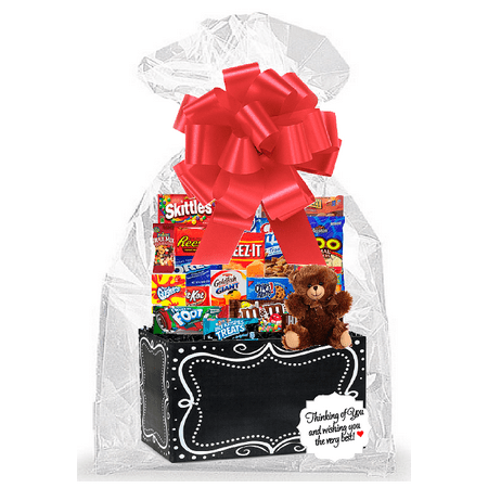 Signature Cookie Gift Box - Black ChalkBoard College Student Thinking Of You Cookies, Candy & More Care Package Snack Gift Box Bundle Set - Arrives in 3-4Business Days