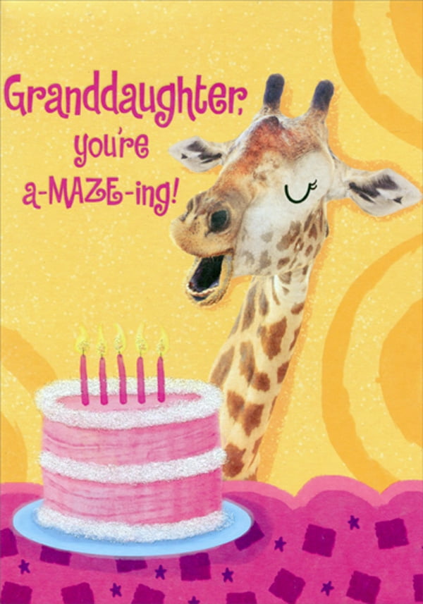 Designer Greetings Amazing Giraffe Juvenile Birthday Card with Do-It-Yourself Maze for Granddaughter
