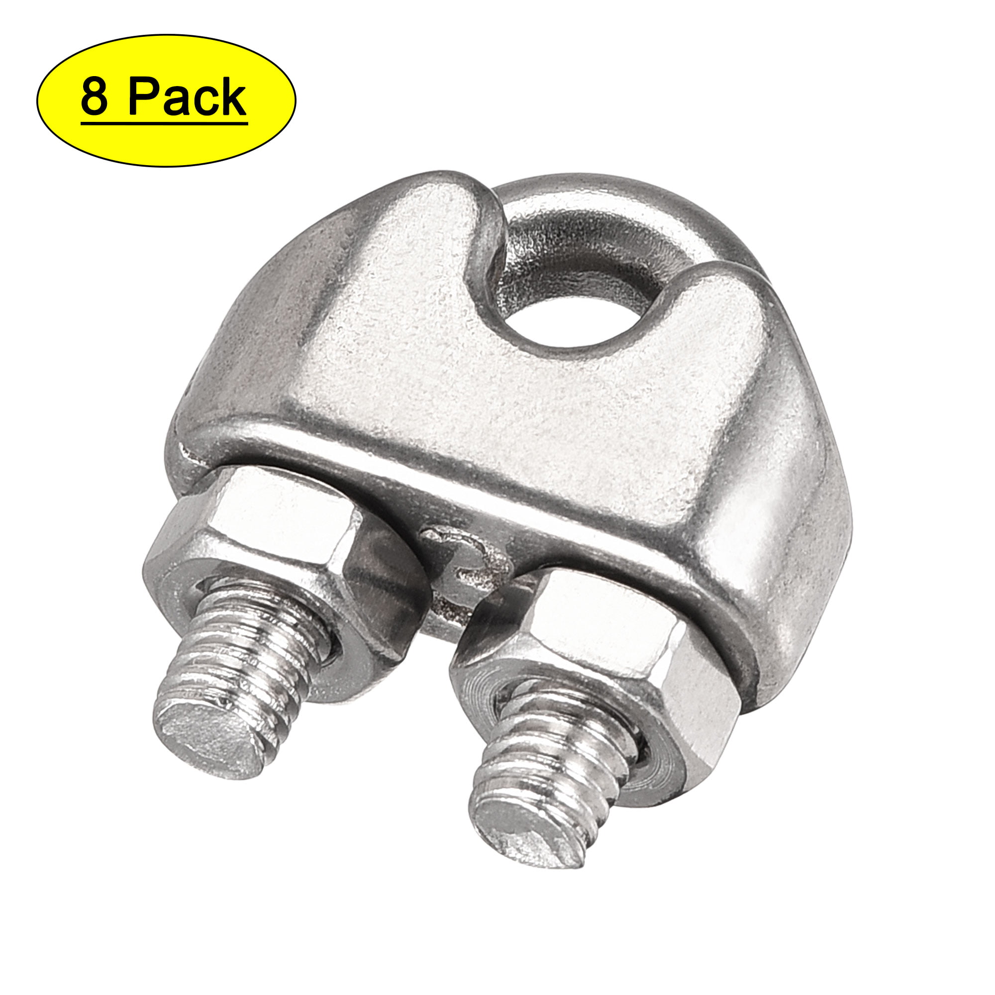 uxcell 4 Pcs 304 Stainless Steel Duplex Wire Rope Clip Cable Clamp Suit For 2mm-3mm Rope