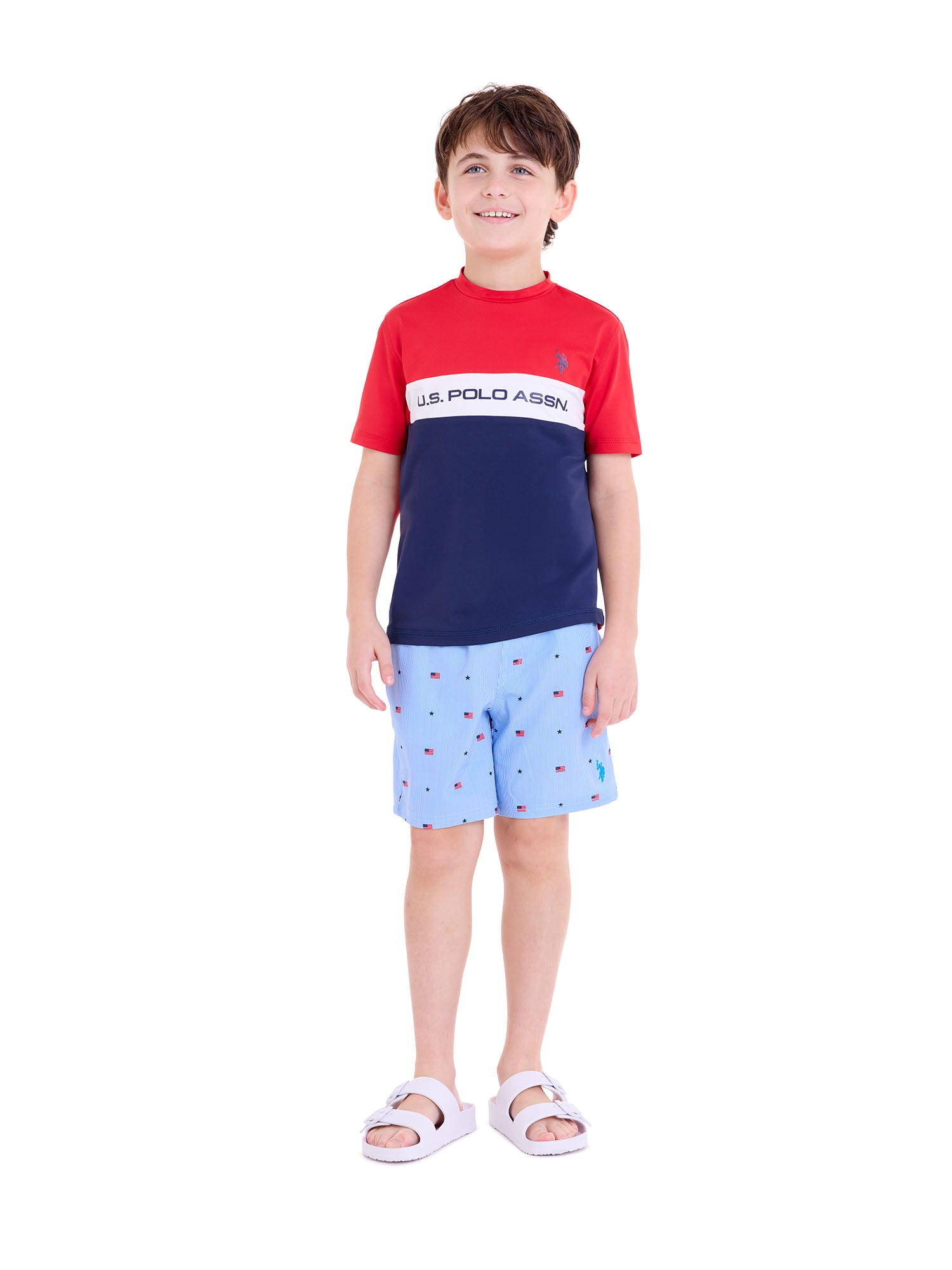 U.S. Polo Assn. Boys Short Sleeve Rashguard, Sizes 4-18