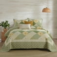 thumbnail image 3 of DDUOXIN 128x120 California King Size Bedspread - 100% Cotton Green Yellow/Gold Floral Reversible Bedspread for King Size Bed, Lightweight Patchwork Plaid Cal Oversized King Quilt Bedding Set, 3 Piece, 3 of 13