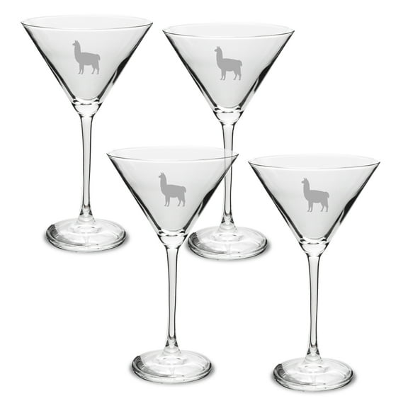 Llama Deep Etched Martini Glass Set of 4
