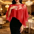 thumbnail image 2 of jiaxiM Sheer Shawl Women Chiffon Capelet Batwing Sleeves Elegant Evening Wedding Shawl Wrap Sheer Mesh Asymmetric Hem Formal Cover Up, 2 of 5