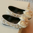 thumbnail image 4 of Jinhomg Shoes for Little Girls Wedding Flats Glitter Sparkly Rhinestone Dress Shoes Low Heel Party Princess Flats Gold 9 Months, 4 of 7