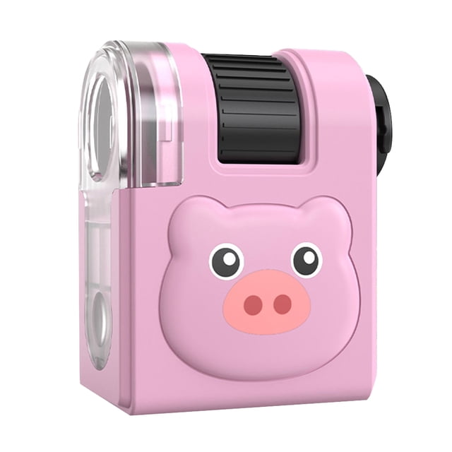 Mini Microscopio 80x Con Linterna LED Mano Regalo para Niños(cerdo)