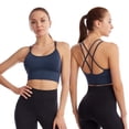 thumbnail image 4 of Ropa interior deportiva con espalda en diagonal para mujer, correas acolchadas, soporte medio, ropa interior de yoga adecuada para yoga fitness, adecuada para circunferencia del pecho inferior de 81, 4 of 5