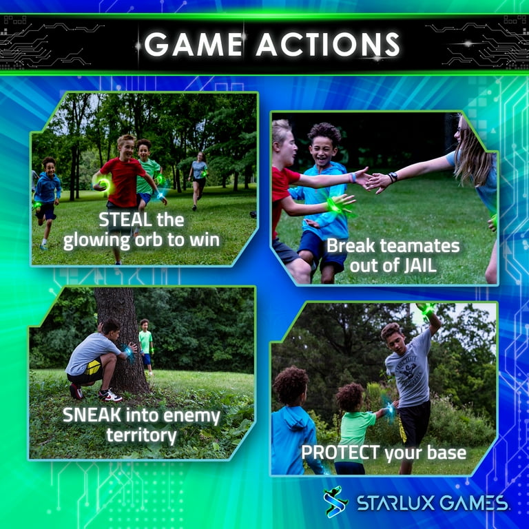 Glow in The Dark Capture The Flag Game - Starter Set | Ages 8+ | Glow in  The Dark Outdoor Toys | Outdoor Games for Kids 8-12+ | Flag Football Gifts  