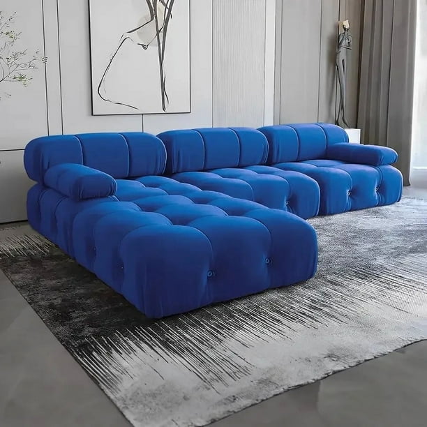 Modern Leisure L Shape Velvet Fabric Sofa Set Mario Bellini Boucle Corner Living Room Sectional Modular Sofa My Lux Decor Round Walmart en linea