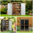 thumbnail image 5 of Outdoor Storage Cabinet Wood & Metal, Storage Shed with Weatherproof Double Lock for Anti-Theft Removable Shelves Adjustable Feet Wooden Floor for Patio, Garden, Backyard, Lawn, 5 of 8