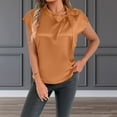 thumbnail image 2 of Women's Elegant Bow Neck Satin T Shirt Casual Blouse Summer Spring Top Tee Ribbon Collar Comfortable Stylish Fashionable, 2 of 2