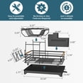 thumbnail image 6 of Innovaze Metal Dish Drying Rack, 2 Tier Compact Dish Rack w/Bamboo Holder for Kitchen Counter, Black, 6 of 7