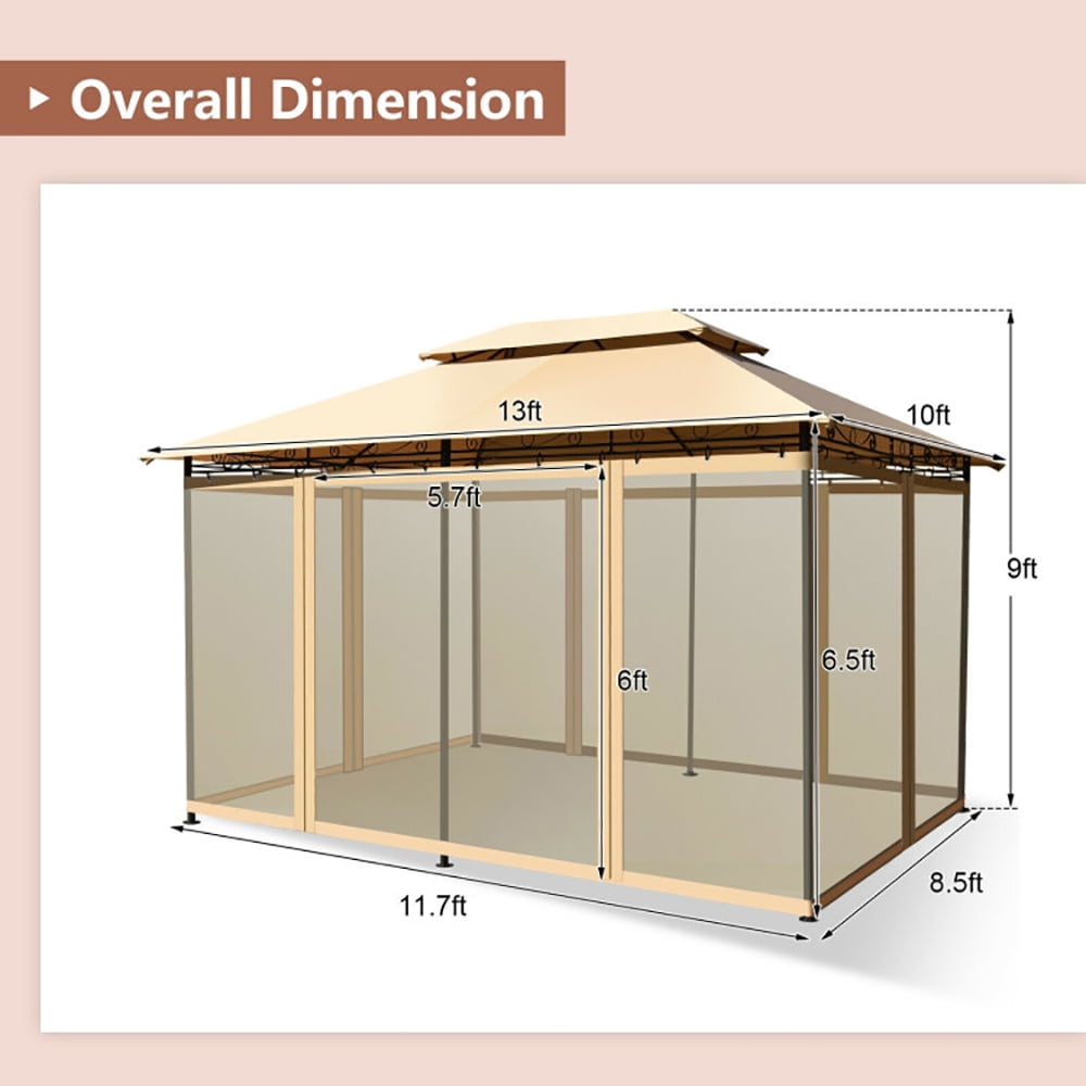 Aimee Lii 10 x 13 Feet Tent Canopy Shelter with Removable Netting Sidewall, Backyard Canopy Gazebo for Party Wedding BBQ Events, Tan Aimee Lii 10 x 13 Feet Tent Canopy Shelter with Removable Netting Sidewall, Backyard Canopy Gazebo for Party Wedding BBQ Events, Tan