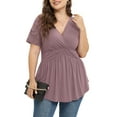 thumbnail image 3 of Daystry Plus Size Tunic Tops For Women Lace V-Neck Empire Waist Women Top Babydoll Blouse Mauve-2X, 3 of 11