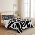 thumbnail image 5 of Quilts King Size Bedding Set, Abstract Boho Lightweight Quilted Comforter, Middle Century Rustic Black White Texture Soft Reversible Bedspread Coverlet with Pillow Covers for All Season, 96" x 106", 5 of 9