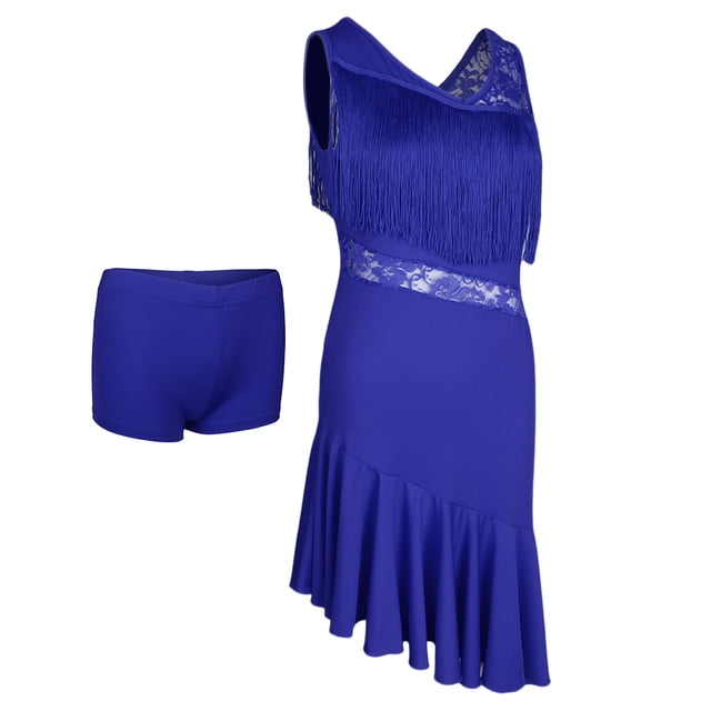 Prettyia Robe de Danse Latine à Franges pour Femmes Costume de Danse de Salon Tango