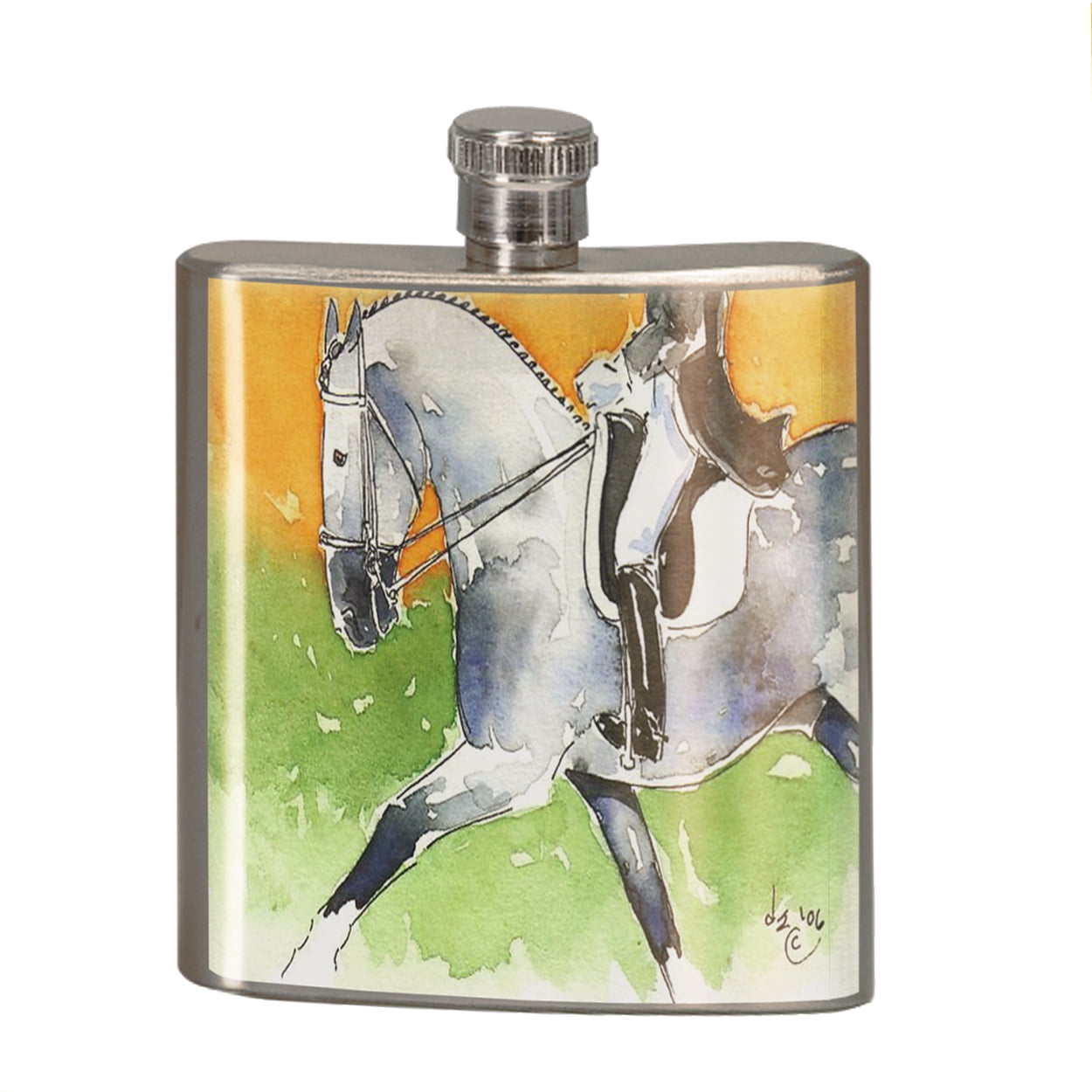 Horse rider and jockey stainless steel & English pewter hip flask 6oz gift boxed 