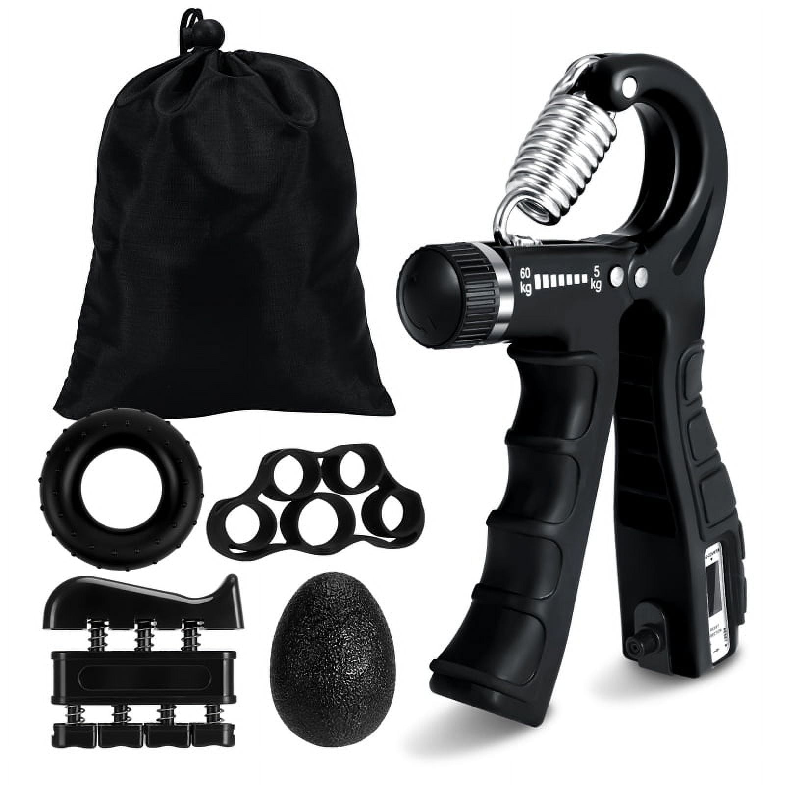 Hengguang 6 Pack Grip Strength Trainer Kit with Counter, Adjustable Resistance 10 to 132lbs Hand Gripper, Hand Extension Exerciser and Forearm Workout Ring for Muscle Building and Injury Recover
