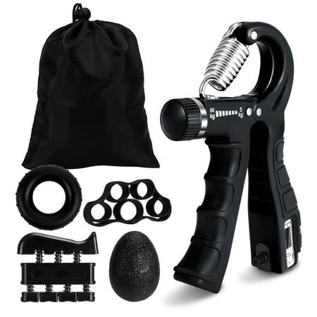 Hengguang 6 Pack Grip Strength Trainer Kit with Counter, Adjustable Resistance 10 to 132lbs Hand Gripper, Hand Extension Exerciser and Forearm Workout Ring for Muscle Building and Injury Recover