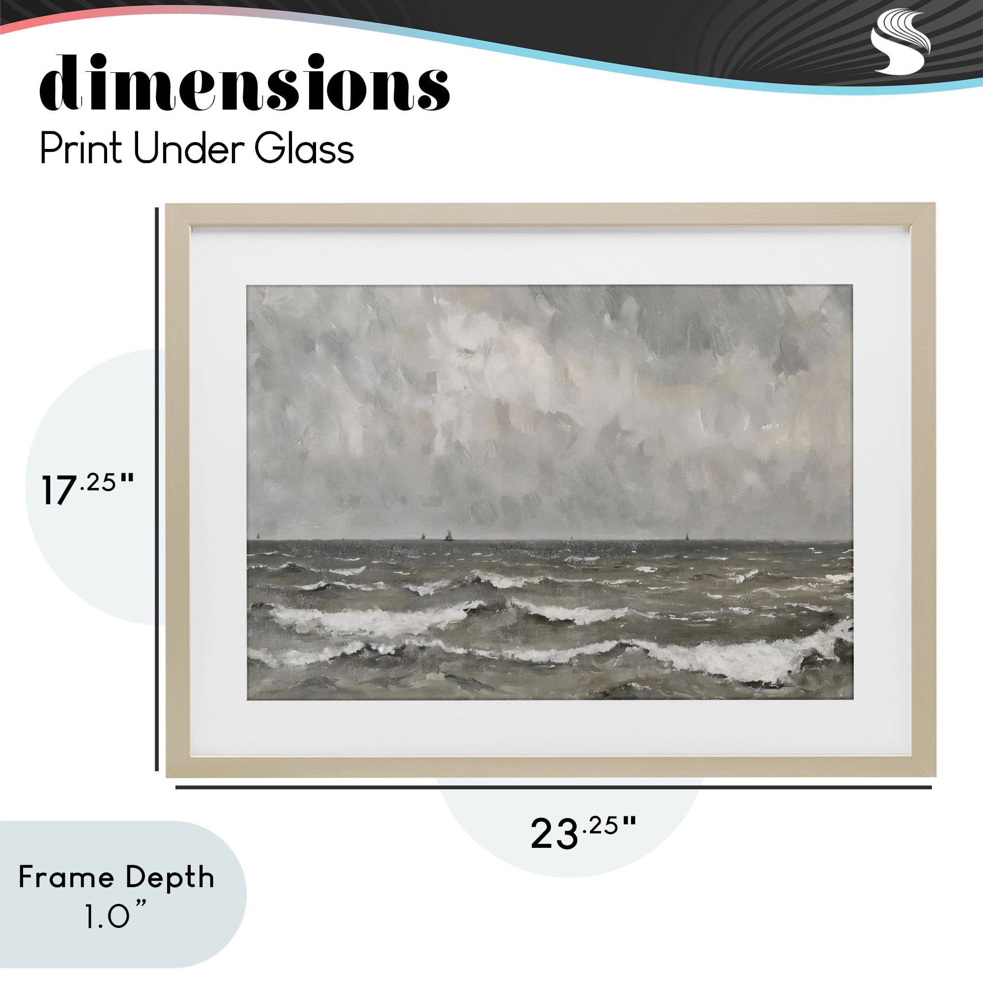 Stupell Industries Stormy Ripples at Sea Birch Framed Print Under Glass, design by Jacky Ngan