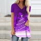 thumbnail image 2 of Camiseta Impresa con Cuello en V de Manga de Raglan de la Parte Trasera Larga Delantera Corta de las Mujeres de Navidad, Vacaciones Informales, 2 of 7
