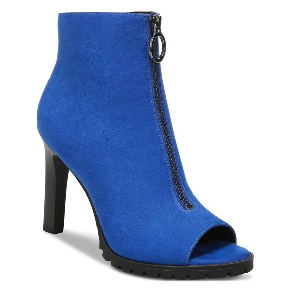 Bar III Womens Dillian Front Zip Faux Suede Peep Toe Shooties