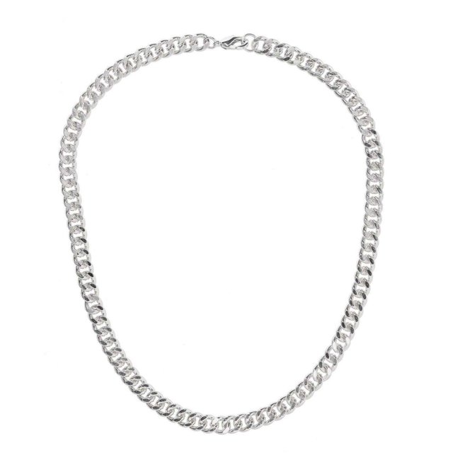Fabric Metal Curb Chain Necklace