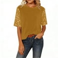 thumbnail image 4 of QATAINLAV Womens Fashion Sequin Glitter Short Sleeve Shirts Dressy Casual Crewneck Velvet Blouse Elegant Evening Party Tees Tops, Beige, XXL, 4 of 5
