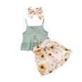 thumbnail image 1 of Kids Baby Girl Summer Outfit Cotton Pink Tank Crop Top Floral Shorts Bow Clothes 2pcs Set, 1 of 8
