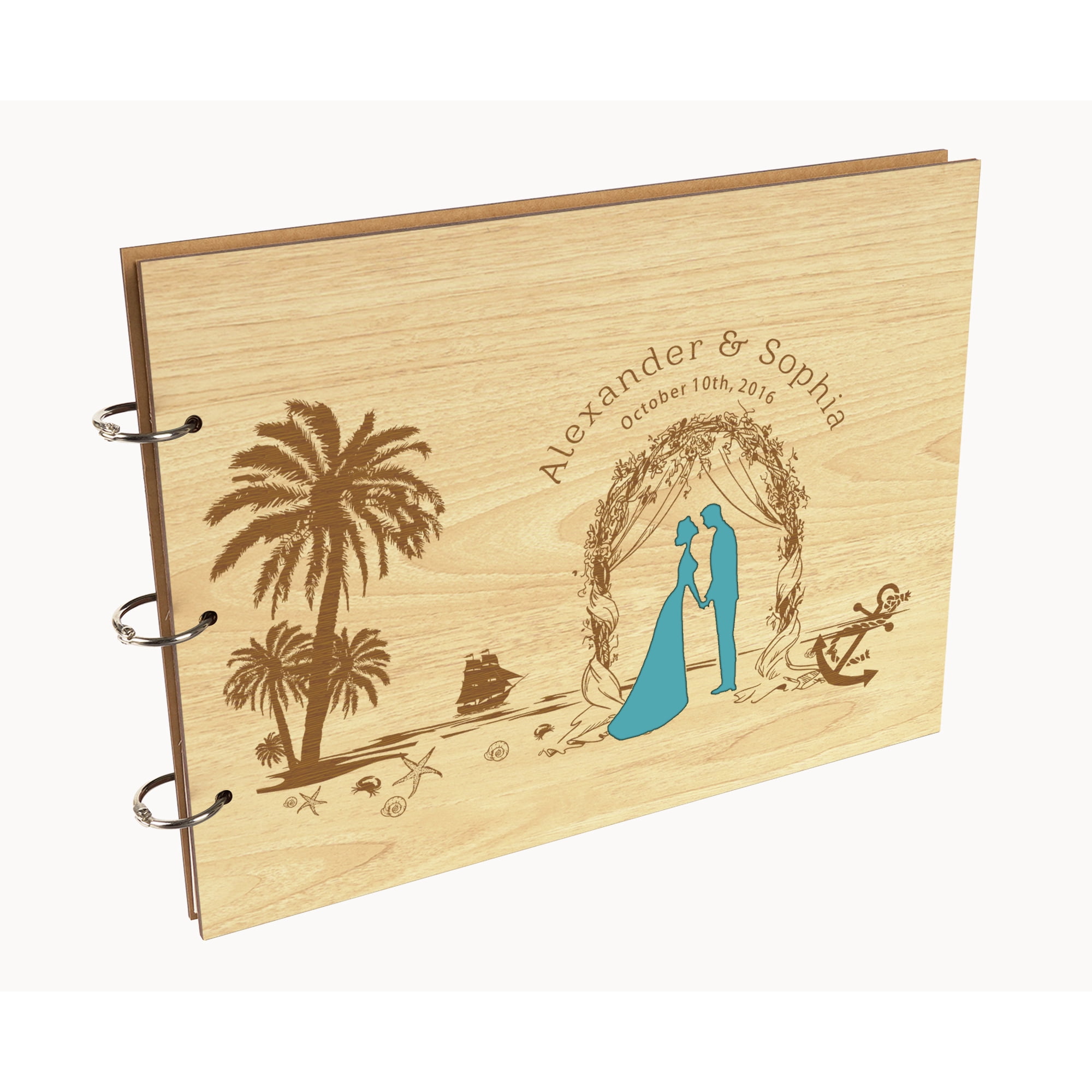 Darling Souvenir Personalized Engraved Laser Cut Wedding Guest Book Wooden Cover Sign-in Book Registry Guestbook Scrapbook-DY