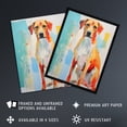thumbnail image 2 of My Best Friend Cute Dog Portrait Teal Orange Bright Contemporary Oil Painting Artwork Framed Wall Art Print A4, 2 of 5